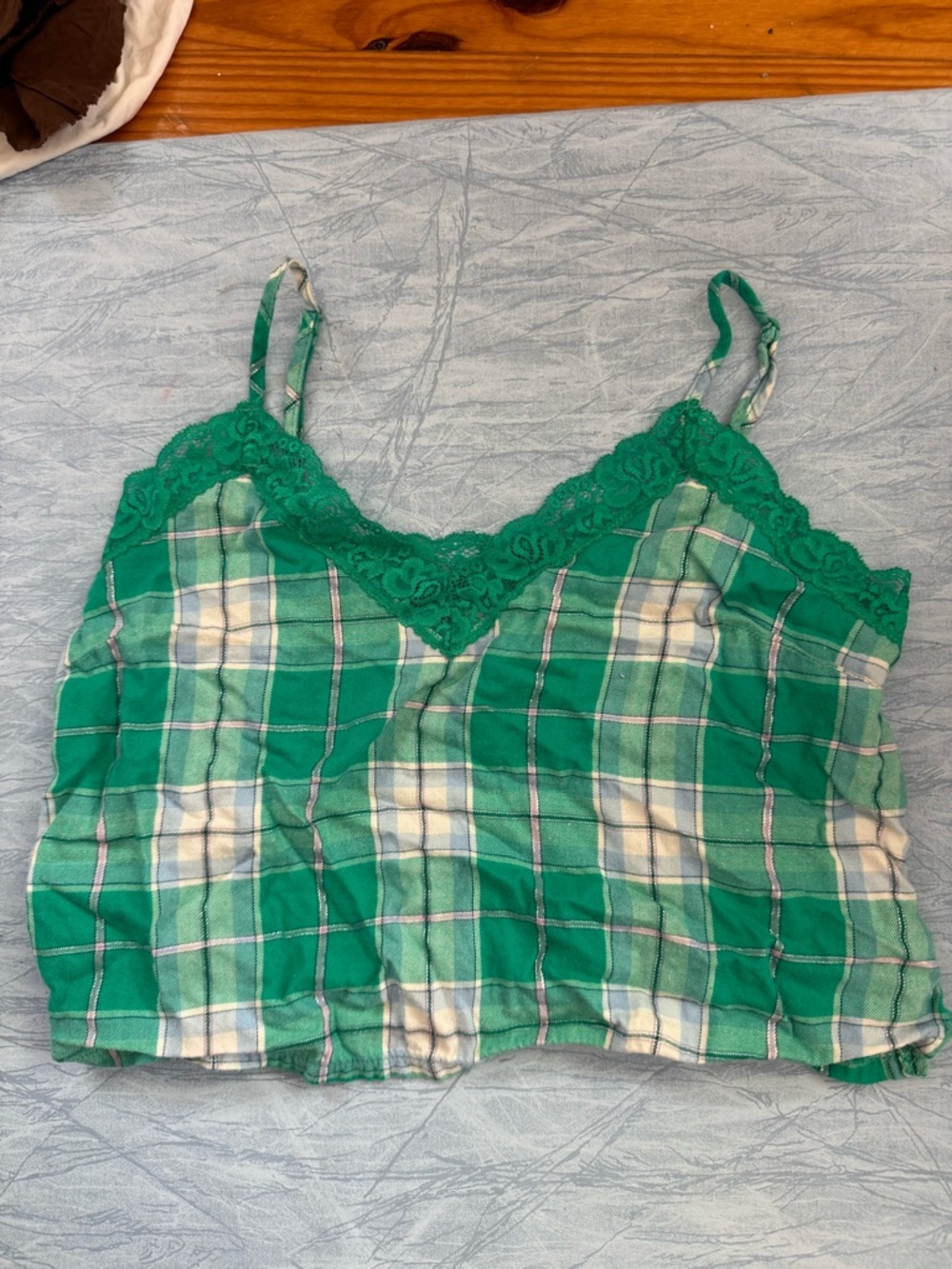 Colsie Emerald Green Plaid Lace Cami